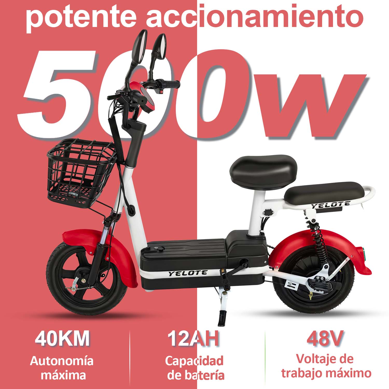 XHY-2 Bicicleta Eléctrica Little Mirage Modelo Ligero Motor 500W Largo Alcance