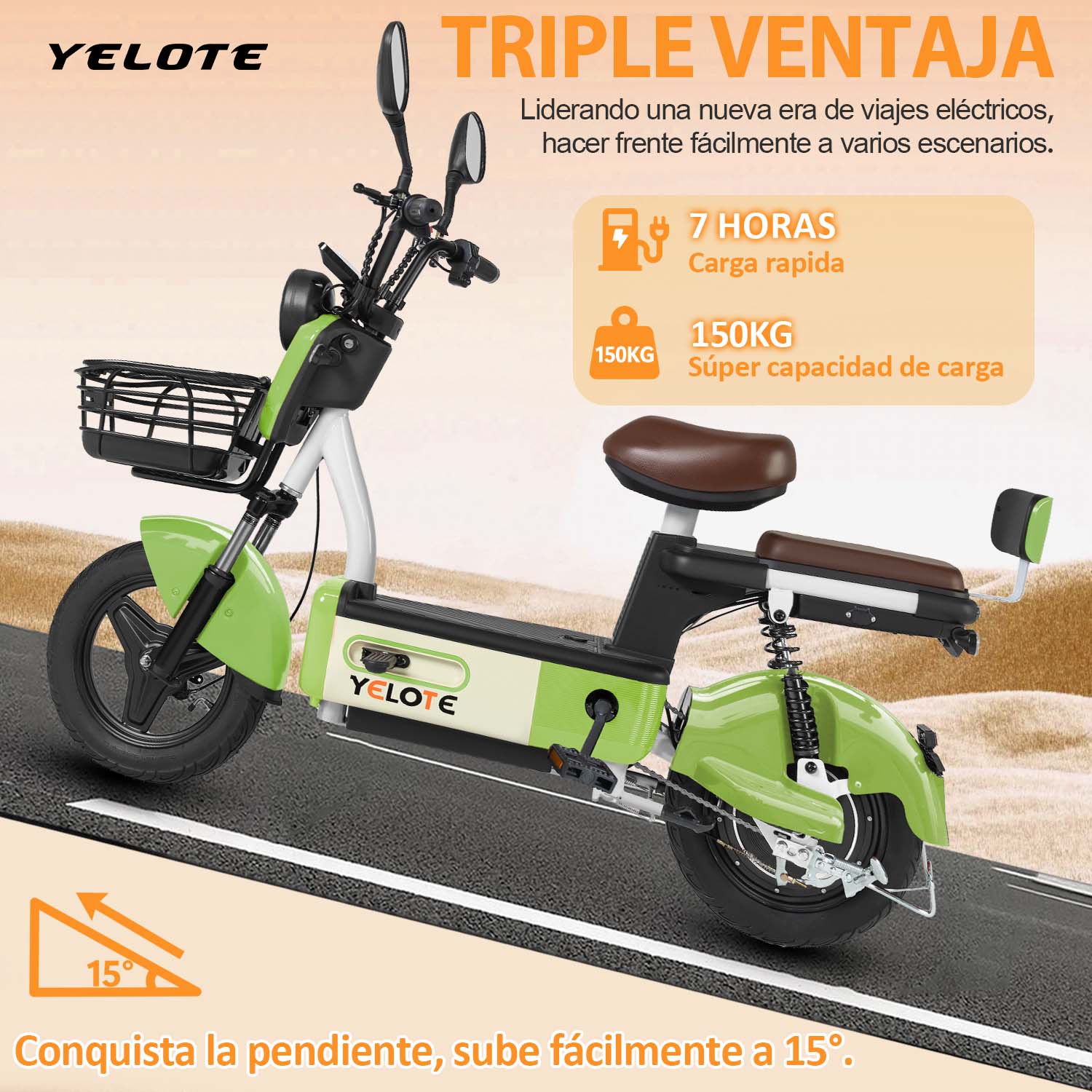 Bicicleta eléctrica con estilo de moda 50KM de largo alcance